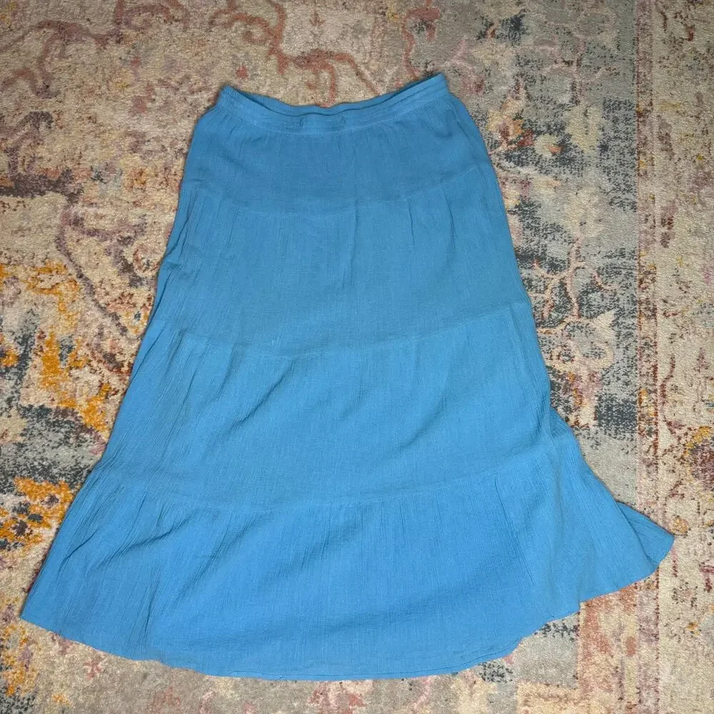 Vintage Y2K flowy blue maxi skirt